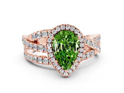 Rose gold Pear Cut Cut Halo Split Shank Prong Setting Ring_12