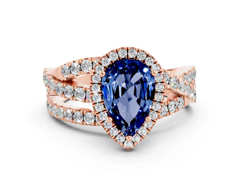 Rose gold Pear Cut Cut Halo Split Shank Prong Setting Ring_12