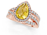 Rose gold Pear Cut Cut Halo Split Shank Prong Setting Ring_13