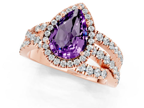 Rose gold Pear Cut Cut Halo Split Shank Prong Setting Ring_13