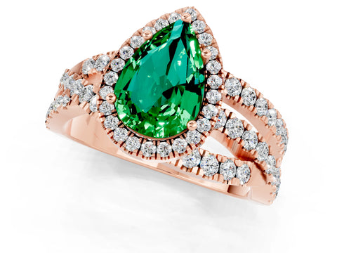 Rose gold Pear Cut Cut Halo Split Shank Prong Setting Ring_13