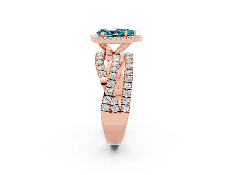 Rose gold Pear Cut Cut Halo Split Shank Prong Setting Ring_14