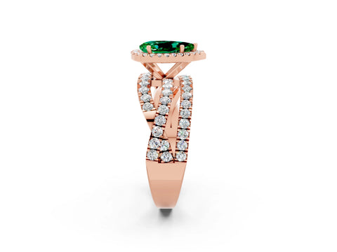 Rose gold Pear Cut Cut Halo Split Shank Prong Setting Ring_14