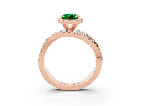 Rose gold Pear Cut Cut Halo Split Shank Prong Setting Ring_15