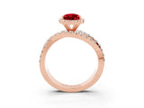 Rose gold Pear Cut Cut Halo Split Shank Prong Setting Ring_15