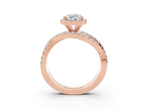 Rose gold Pear Cut Cut Halo Split Shank Prong Setting Ring_15
