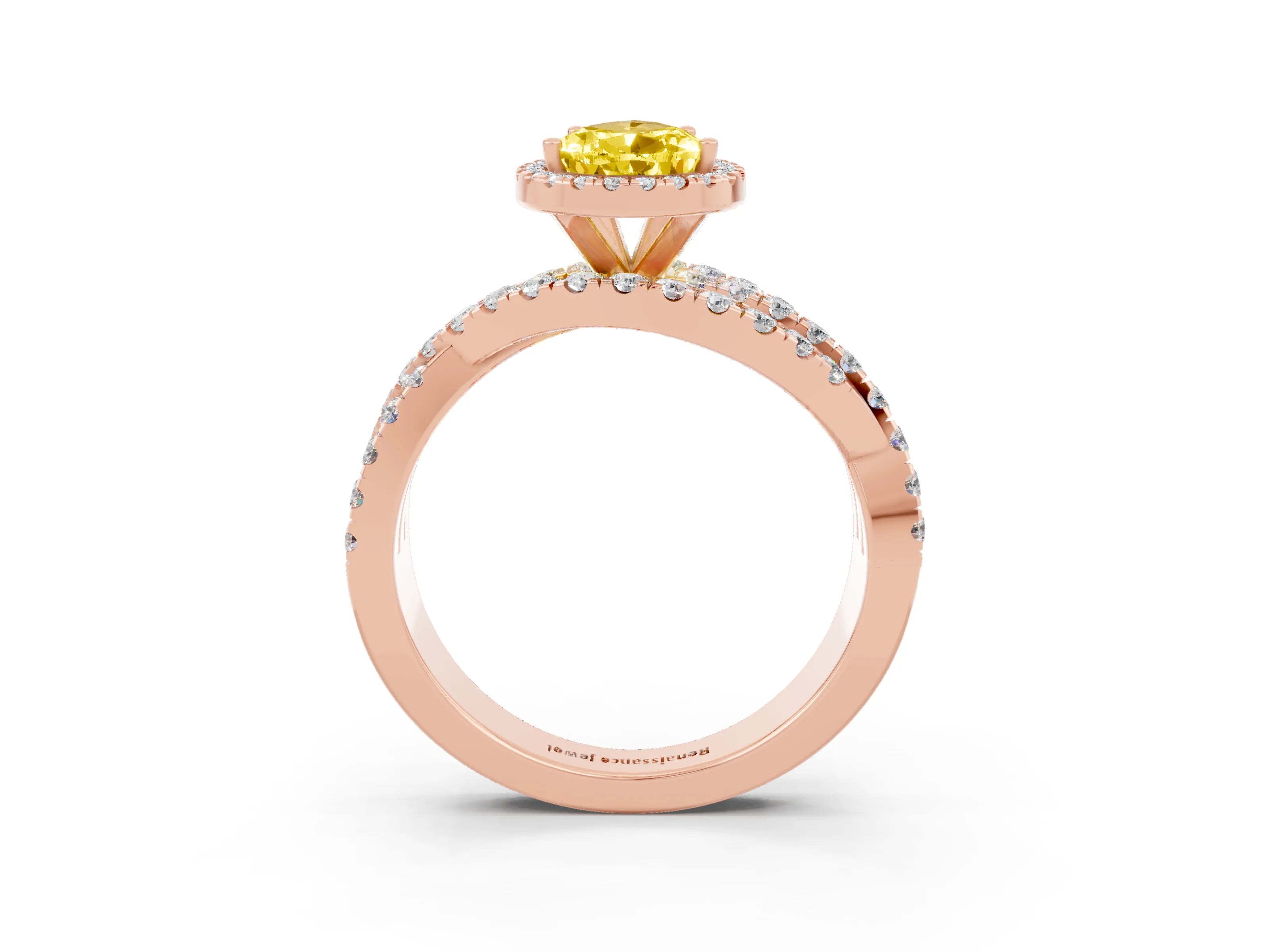 Rose gold Pear Cut Cut Halo Split Shank Prong Setting Ring_15