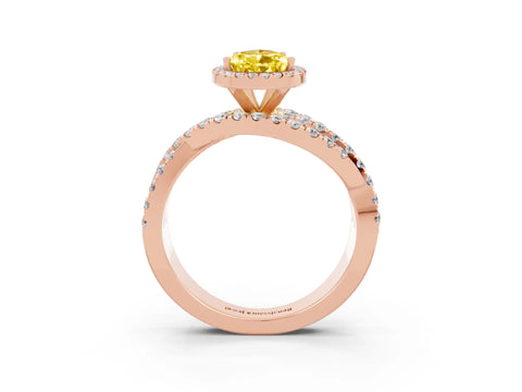 Rose gold Pear Cut Cut Halo Split Shank Prong Setting Ring_15