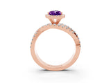 Rose gold Pear Cut Cut Halo Split Shank Prong Setting Ring_15