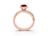 Rose gold Pear Cut Cut Halo Split Shank Prong Setting Ring_15