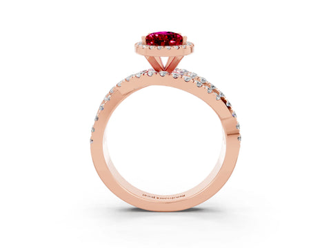 Rose gold Pear Cut Cut Halo Split Shank Prong Setting Ring_15