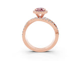 Rose gold Pear Cut Cut Halo Split Shank Prong Setting Ring_15