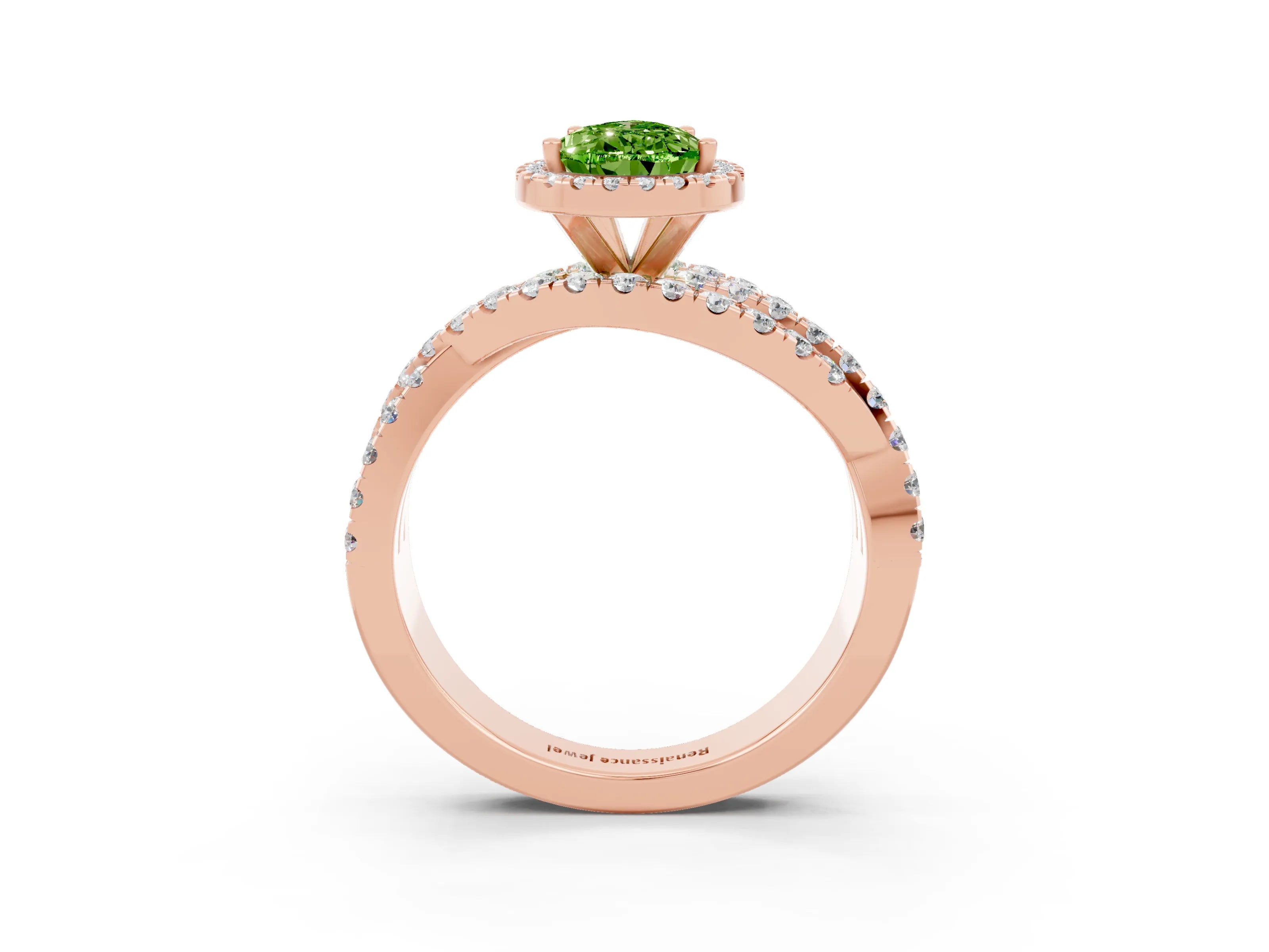Rose gold Pear Cut Cut Halo Split Shank Prong Setting Ring_15