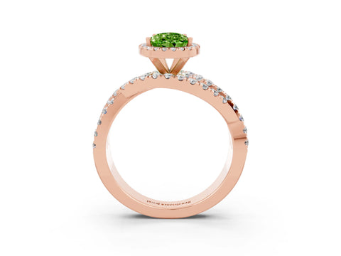 Rose gold Pear Cut Cut Halo Split Shank Prong Setting Ring_15