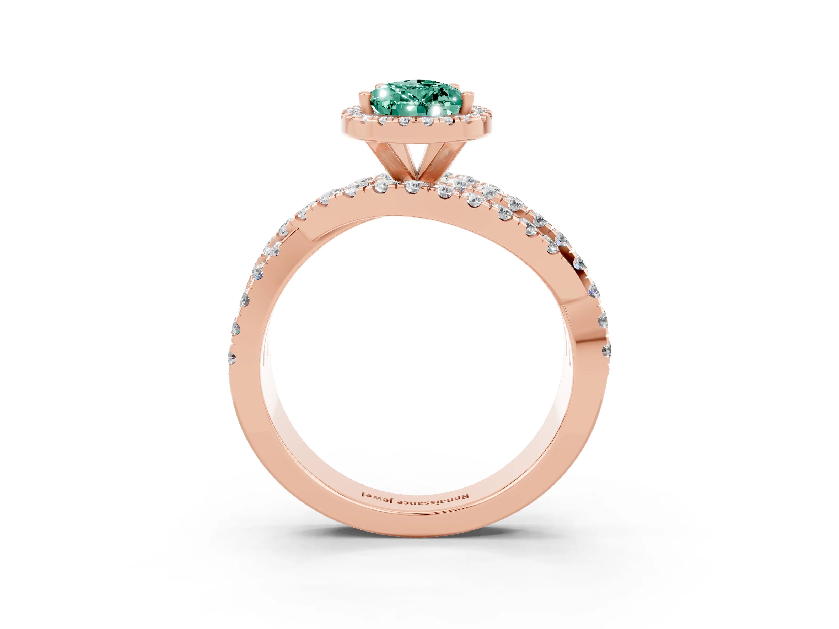 Rose gold Pear Cut Cut Halo Split Shank Prong Setting Ring_15