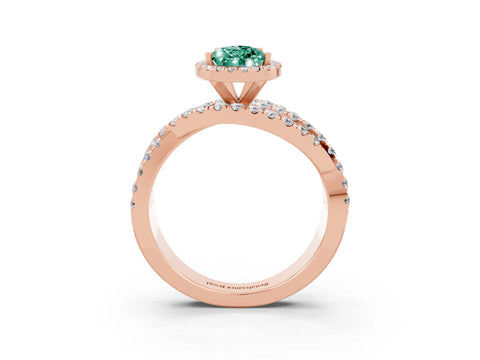 Rose gold Pear Cut Cut Halo Split Shank Prong Setting Ring_15