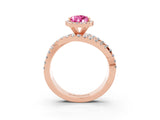Rose gold Pear Cut Cut Halo Split Shank Prong Setting Ring_15