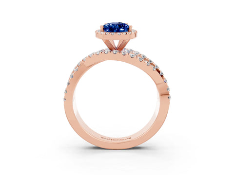 Rose gold Pear Cut Cut Halo Split Shank Prong Setting Ring_15
