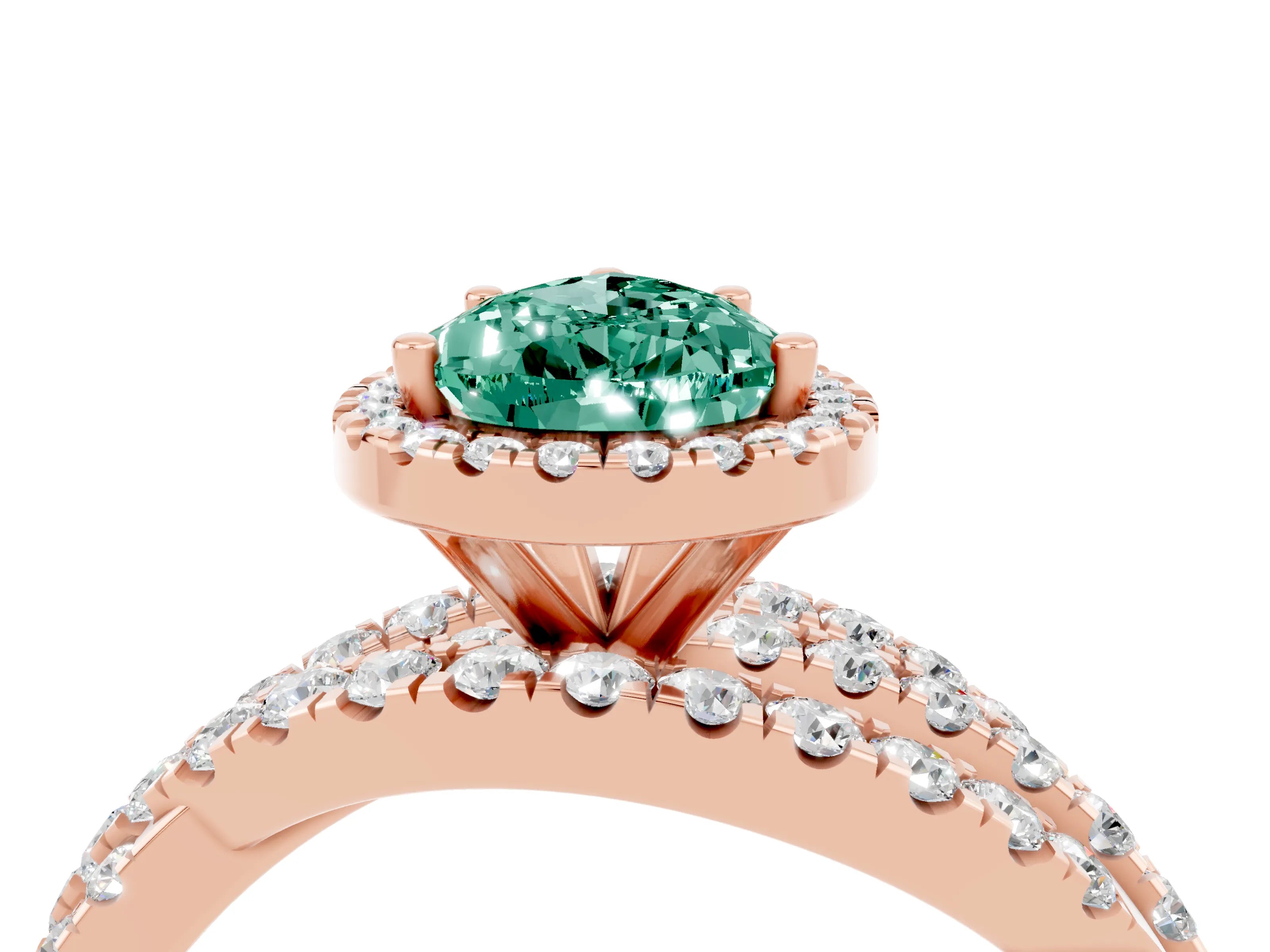 Rose gold Pear Cut Cut Halo Split Shank Prong Setting Ring_16