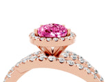 Rose gold Pear Cut Cut Halo Split Shank Prong Setting Ring_16