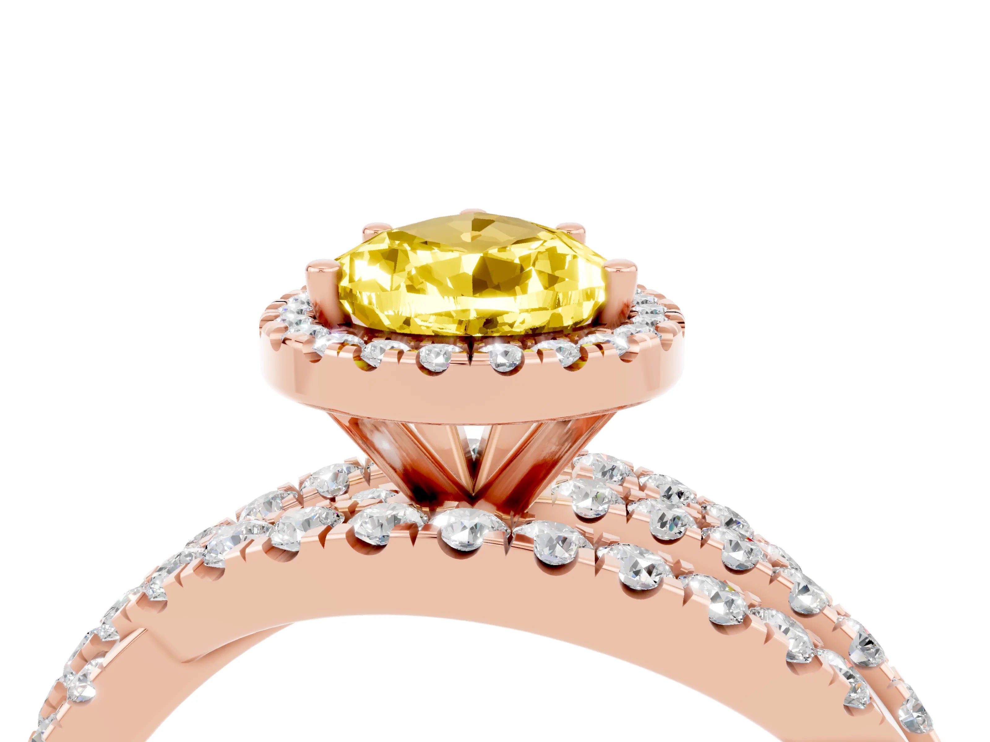 Rose gold Pear Cut Cut Halo Split Shank Prong Setting Ring_16