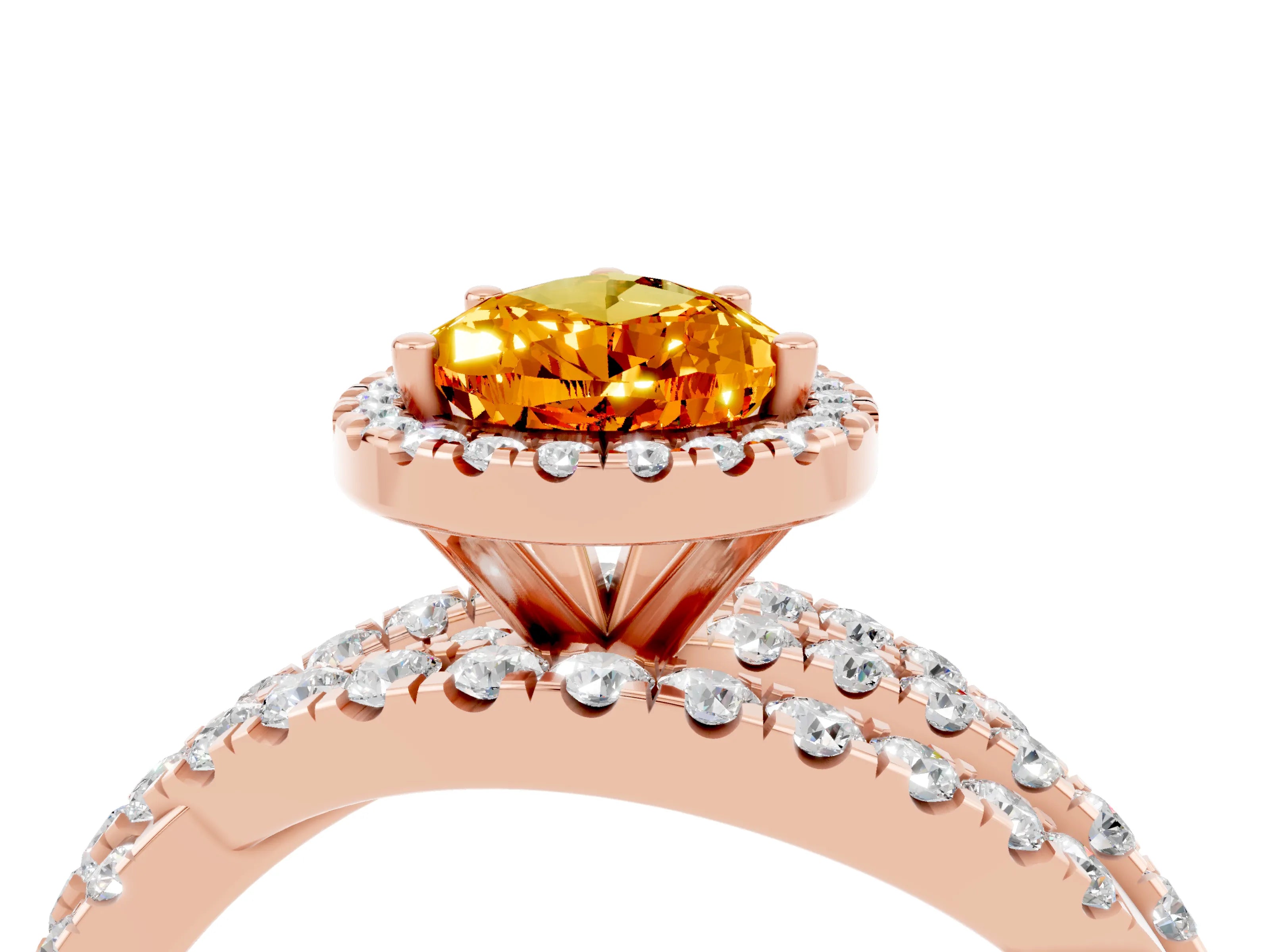 Rose gold Pear Cut Cut Halo Split Shank Prong Setting Ring_16