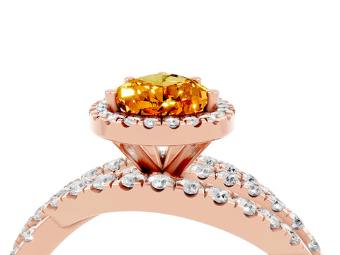 Rose gold Pear Cut Cut Halo Split Shank Prong Setting Ring_16