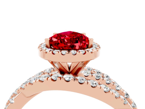Rose gold Pear Cut Cut Halo Split Shank Prong Setting Ring_16