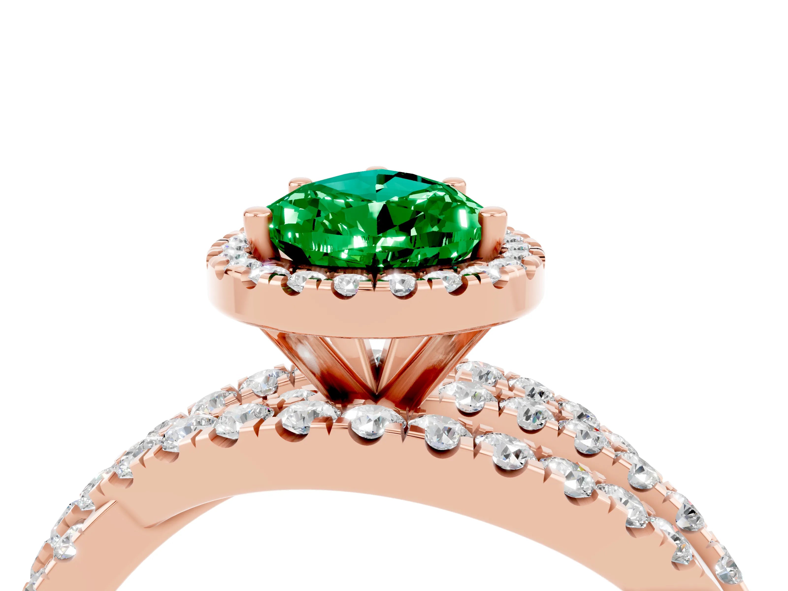Rose gold Pear Cut Cut Halo Split Shank Prong Setting Ring_16