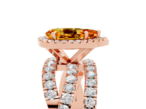Rose gold Pear Cut Cut Halo Split Shank Prong Setting Ring_17