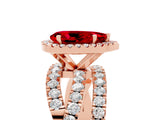 Rose gold Pear Cut Cut Halo Split Shank Prong Setting Ring_17