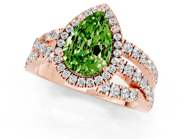 Rose gold Pear Cut Cut Halo Split Shank Prong Setting Ring