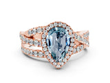 Rose gold Pear Cut Cut Halo Split Shank Prong Setting Ring_24
