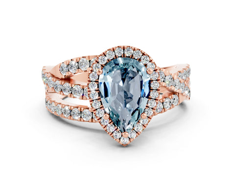 Rose gold Pear Cut Cut Halo Split Shank Prong Setting Ring_24