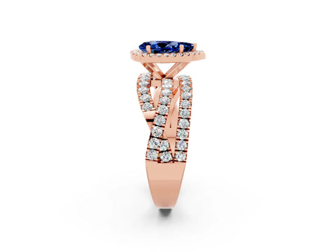Rose gold Pear Cut Cut Halo Split Shank Prong Setting Ring_26