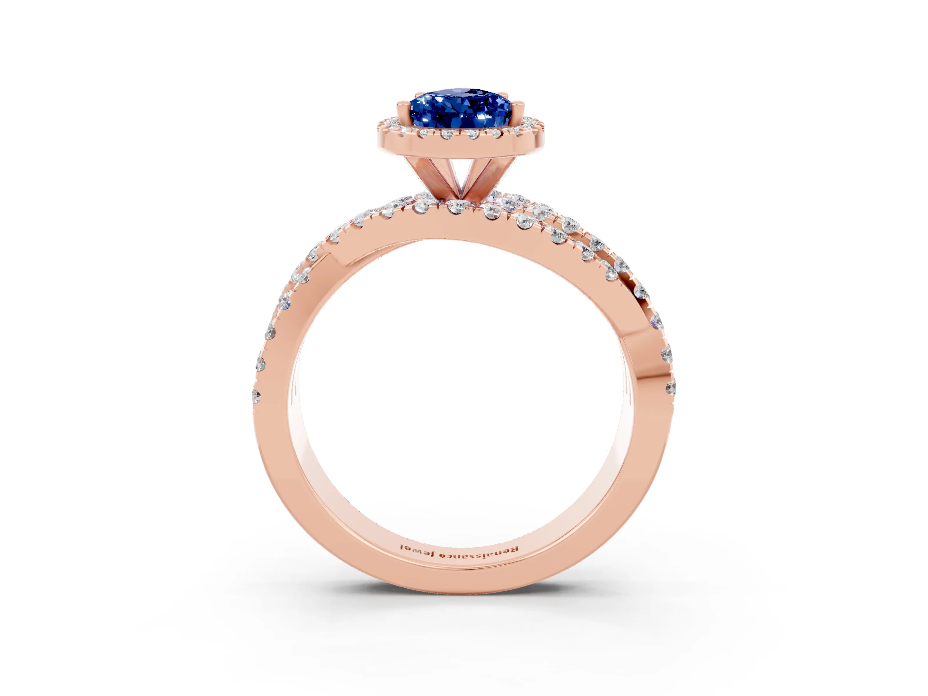 Rose gold Pear Cut Cut Halo Split Shank Prong Setting Ring_27