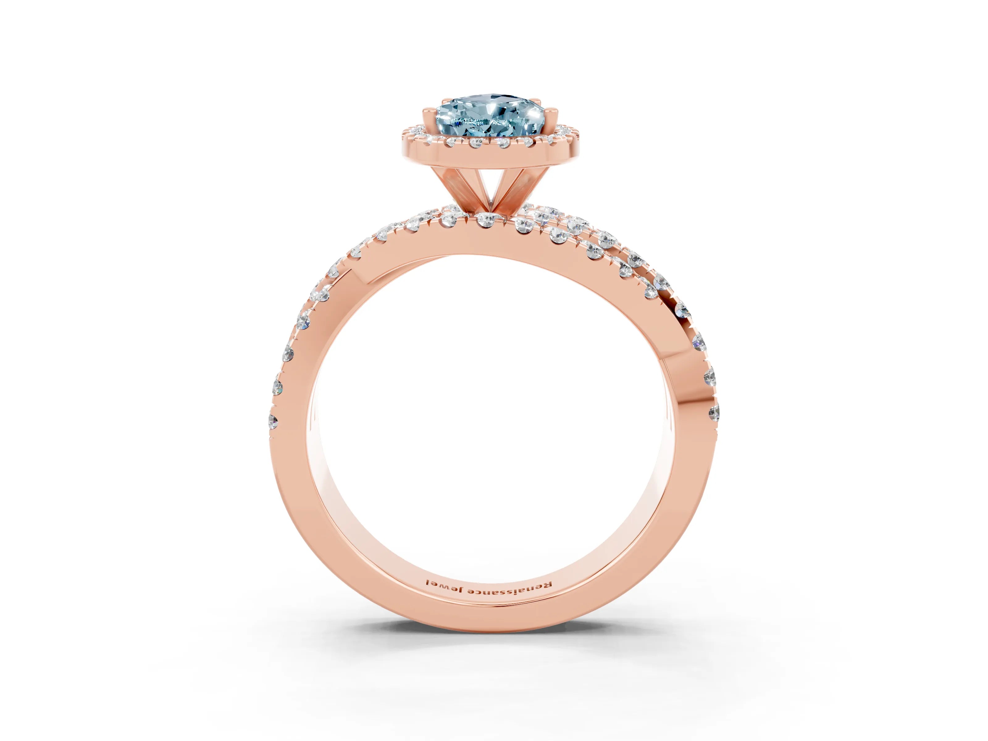 Rose gold Pear Cut Cut Halo Split Shank Prong Setting Ring_27
