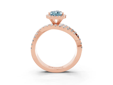 Rose gold Pear Cut Cut Halo Split Shank Prong Setting Ring_27