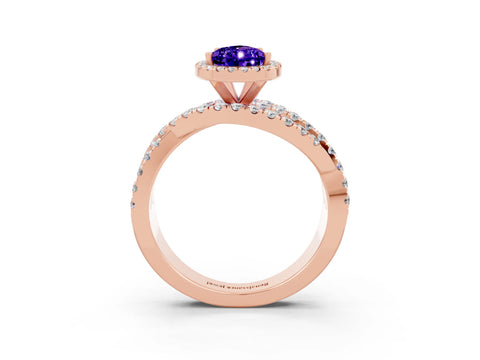 Rose gold Pear Cut Cut Halo Split Shank Prong Setting Ring_27