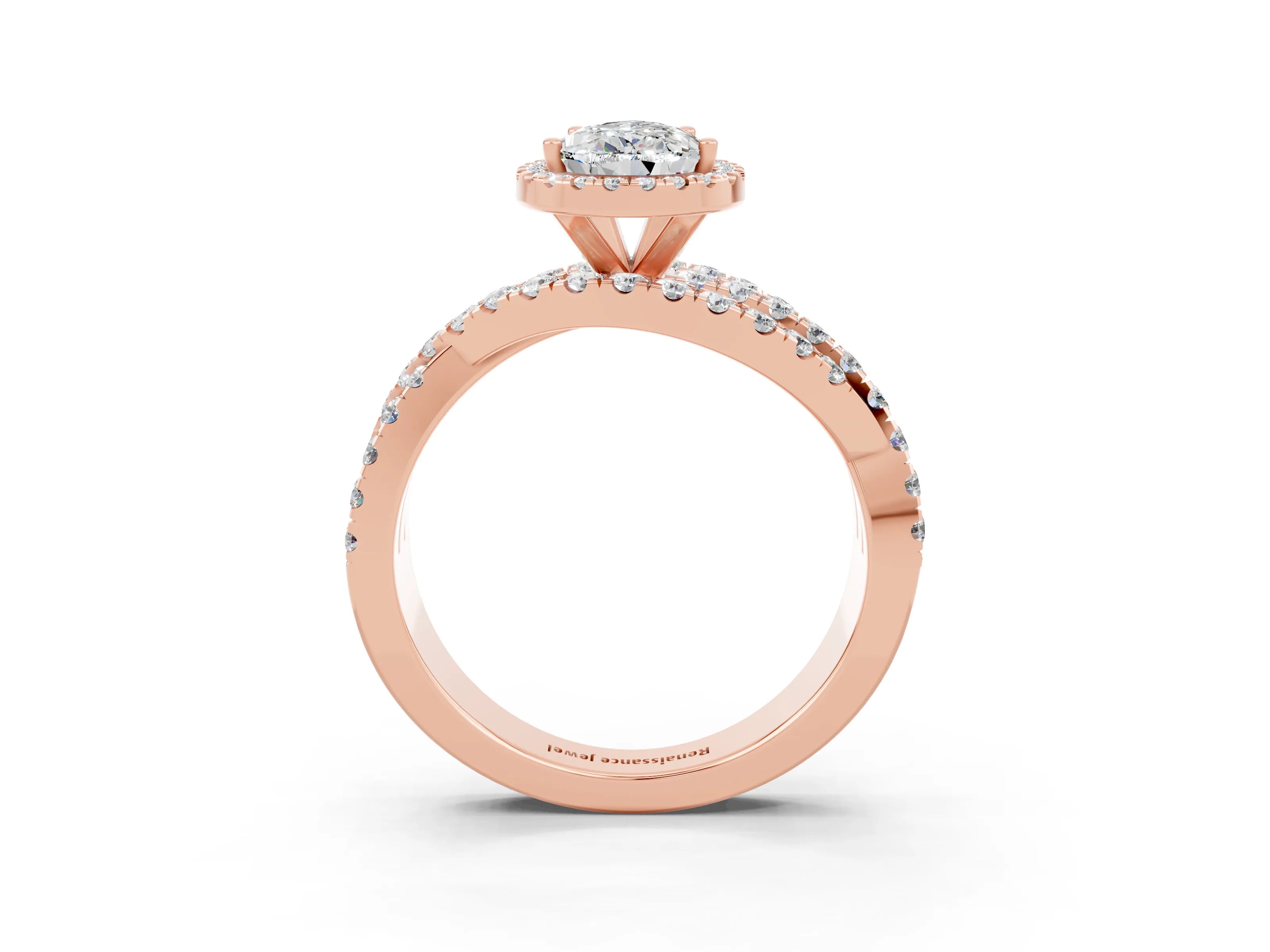 Rose gold Pear Cut Cut Halo Split Shank Prong Setting Ring_27