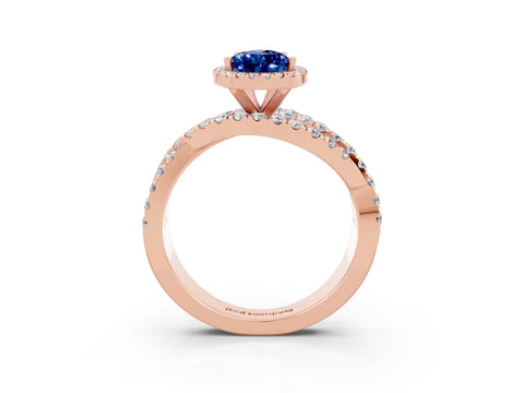 Rose gold Pear Cut Cut Halo Split Shank Prong Setting Ring_27