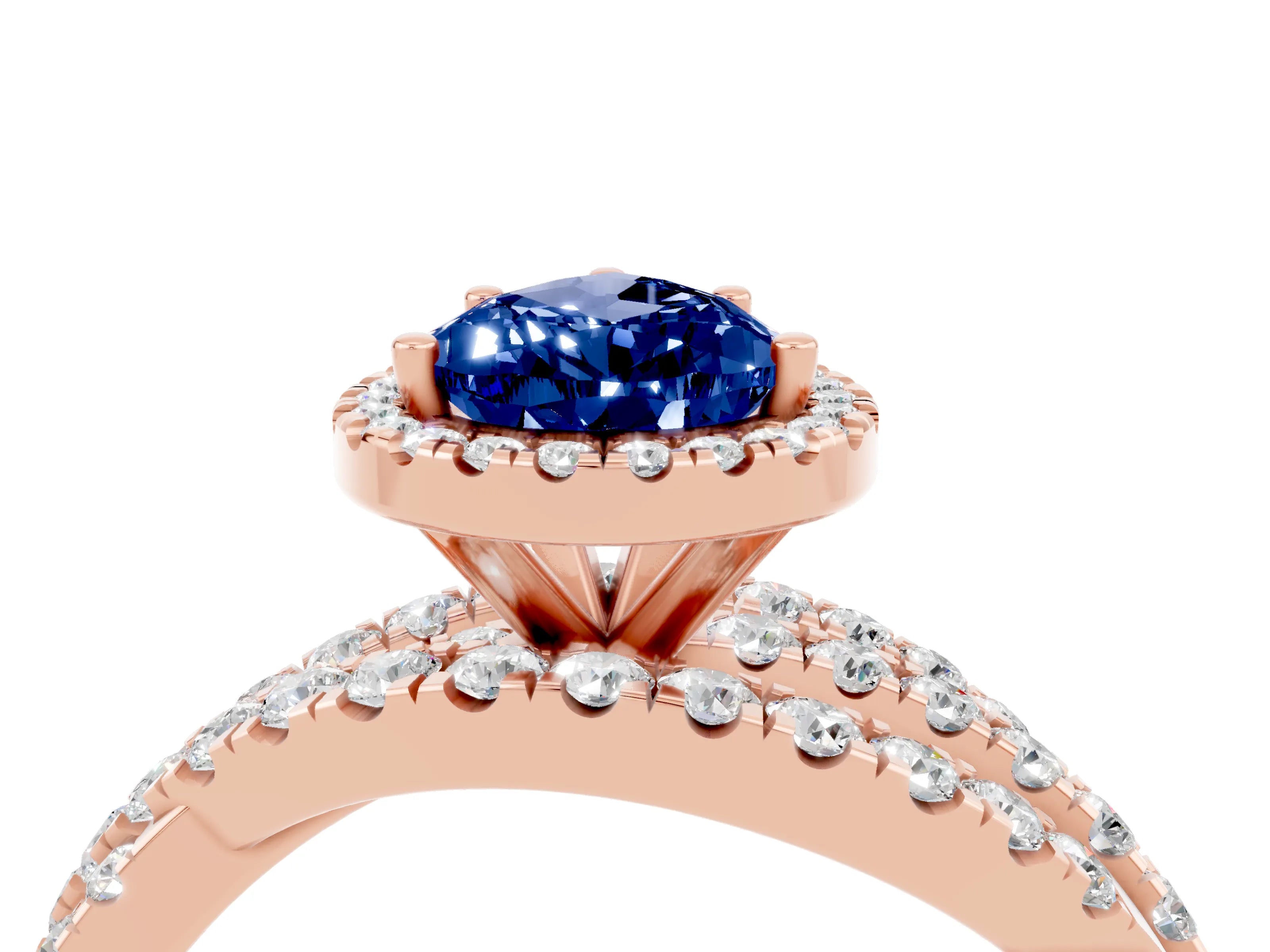 Rose gold Pear Cut Cut Halo Split Shank Prong Setting Ring_28