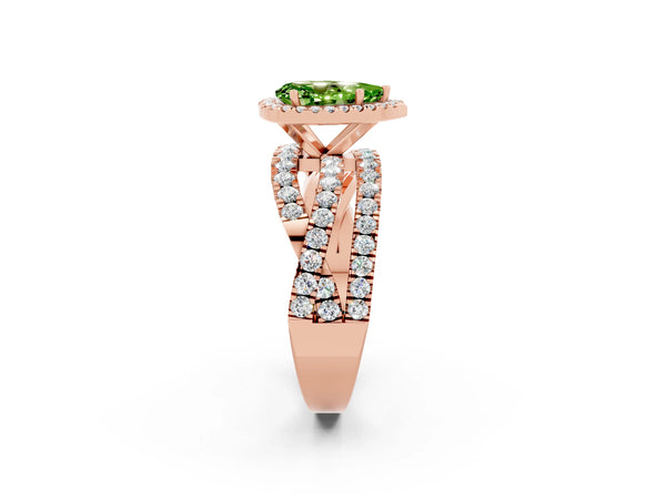 Rose gold Pear Cut Cut Halo Split Shank Prong Setting Ring