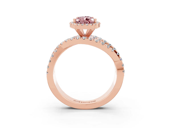 Rose gold Pear Cut Cut Halo Split Shank Prong Setting Ring