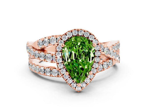 Rose gold Pear Cut Cut Halo Split Shank Prong Setting Ring