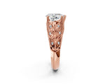 Rose gold Pear Cut Cut Milgrain Pave Diamond Engagement Ring with Four-Prong Setting_5