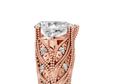 Rose gold Pear Cut Cut Milgrain Pave Diamond Engagement Ring with Four-Prong Setting_8