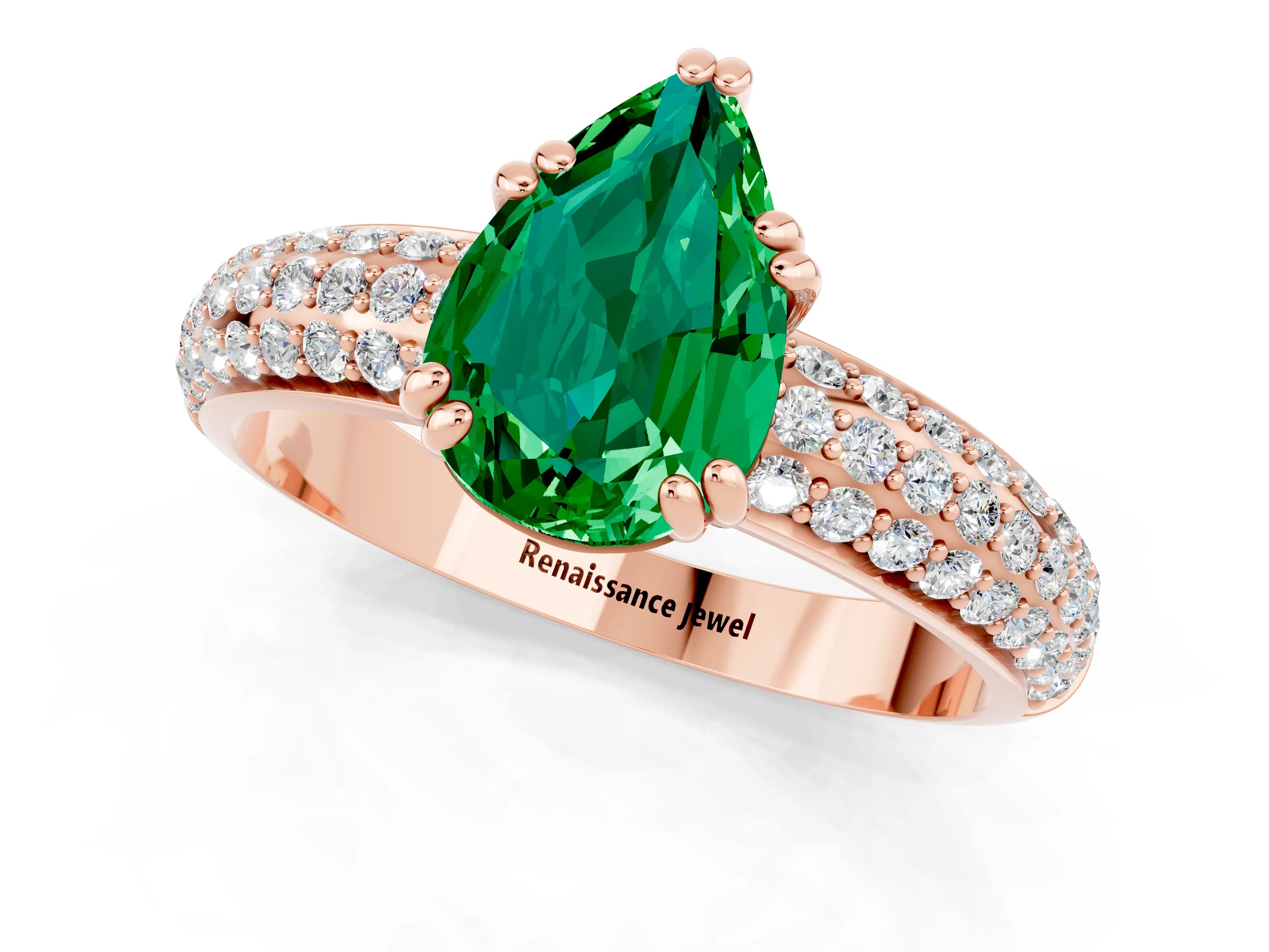 Rose gold Pear Cut Cut Pave Diamond Engagement Ring with Channel Set Band and Four-Prong Setting_1