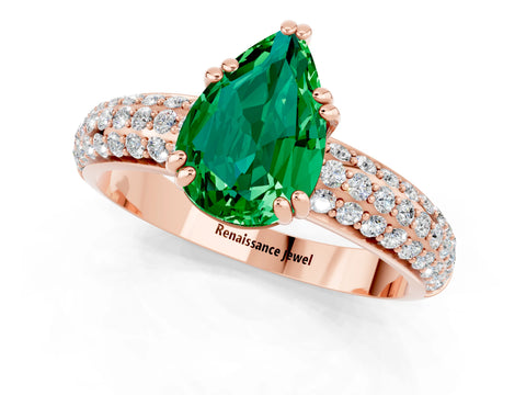 Rose gold Pear Cut Cut Pave Diamond Engagement Ring with Channel Set Band and Four-Prong Setting_1