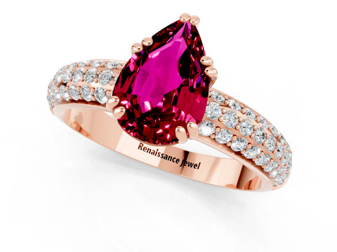 Rose gold Pear Cut Cut Pave Diamond Engagement Ring with Channel Set Band and Four-Prong Setting_1